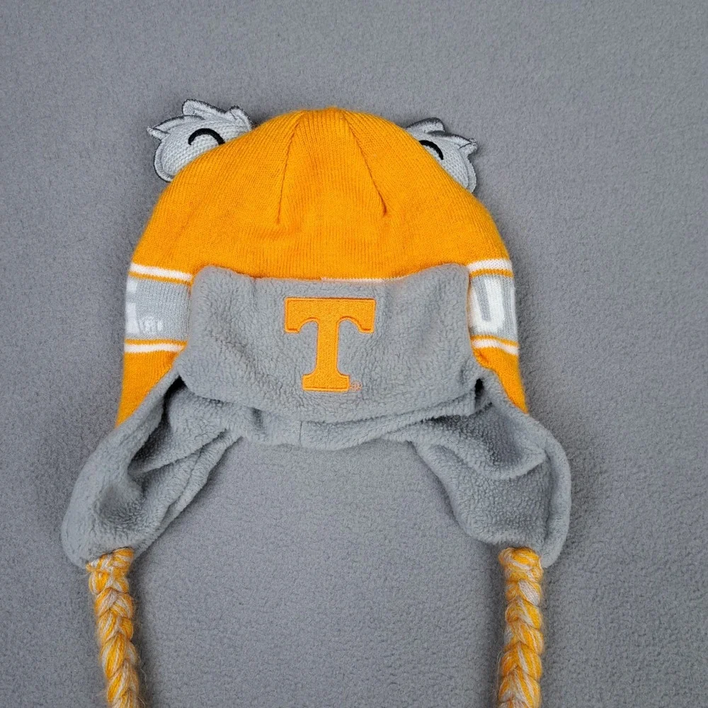 Tennessee Volunteers Beanie Kids‎ Orange Gray Fleece Braids Ears NCAA Football